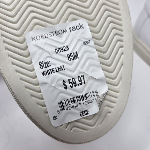 J/Slides Tennisshoes Women's 8.5 White Leather CeCe Studded Pearl Slip-On Medium - Picture 8 of 8